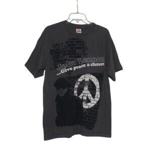 Alstyle Classic John Lennon Give Peace a Chance Charcoal Gray T Shirt Sz L